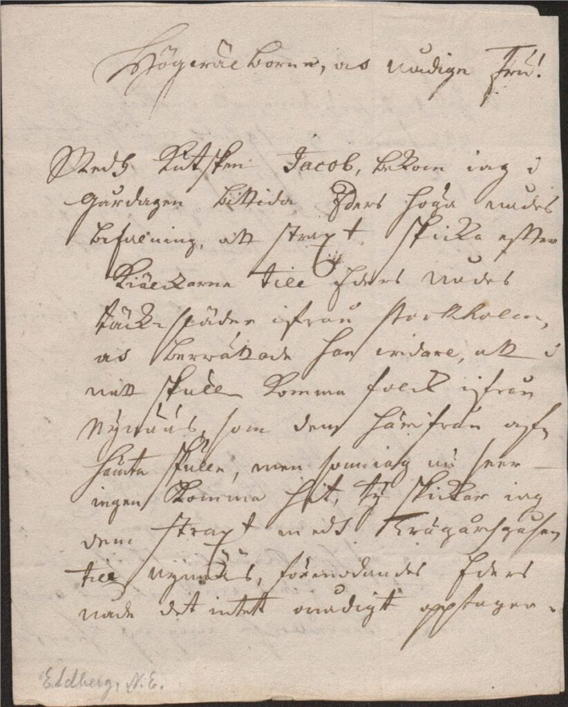 14 dec N Eldberg 1726 Christina Piper brev sid 1